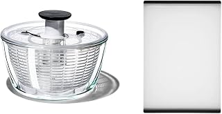 OXO Good Grips Glass Salad Spinner, Large/6.22 Quart, Clear and Good Grips Plastic Carving & Cutting Board