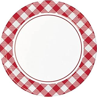 Creative Converting Red Gingham Disposable Paper Plates, 9 in, 8 ct