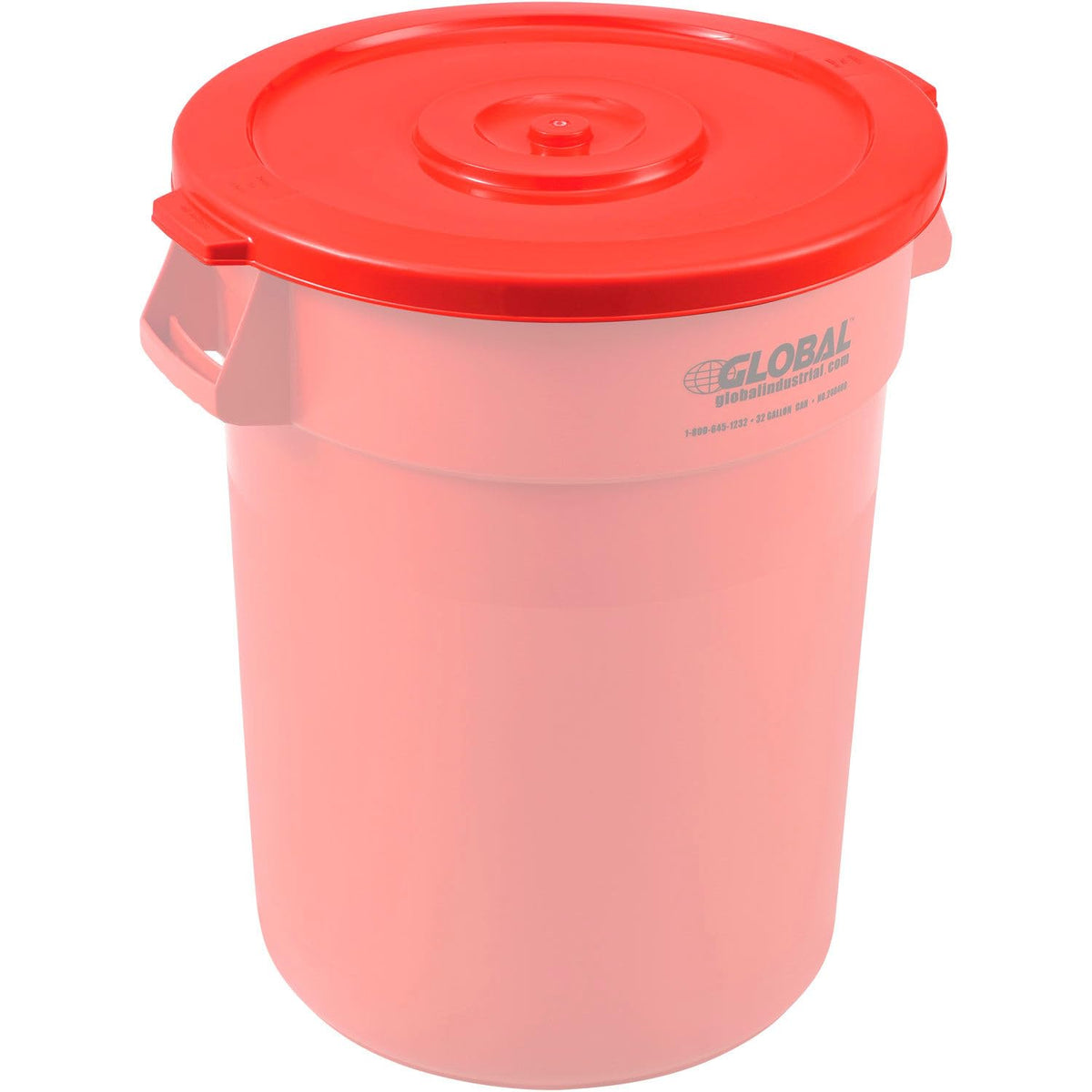 32 Gallon Garbage Can Lid by Global Industrial – 22-1/4" Diameter x 1-3/8"H, 32.0 gallons, Polyethylene Resin, Red, Model XDW-L32RD