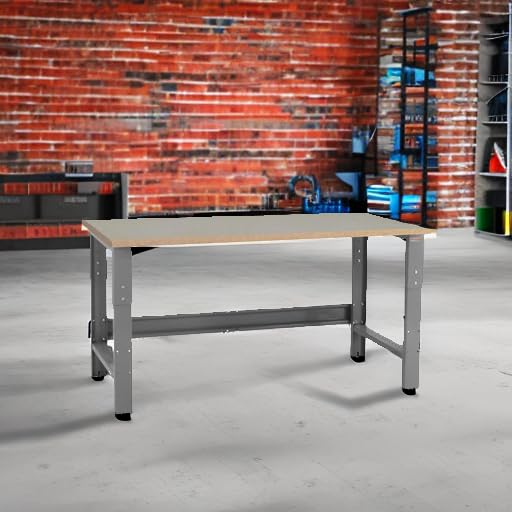 Table & Workbench: 1" Thick Shop Top by BenchPro – 24" D x 48" L, Steel, Grey,wood, Model FPB2448