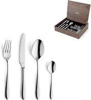 Amefa Oxford 24-Piece Cutlery Set – 18/10 Stainless Steel Flatware Set – Premium Mirror Polish – Includes Wooden Storage Cabinet – Elegant Knife Fork Spoon Set for 6 People
