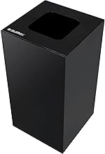 Global Industrial Square Recycling/Trash Can with Waste Lid, 32 Gallon, Black