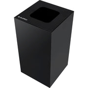 Square Recycling/Trash Can with Waste Lid by Global Industrial – 32.0 gallons, Steel, Black, Model 641615WBK