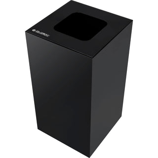 Square Recycling/Trash Can with Waste Lid by Global Industrial – 32.0 gallons, Steel, Black, Model 641615WBK