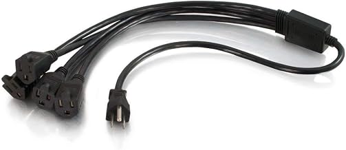 Legrand - C2G Power Cord with 1 to 4 Power Splitter, 16 AWG Power Cord, Black Power Squid, 1.5 Foot Power Cord Extension and Splitter, 1 Count, C2G 29803 - TAA Compliant