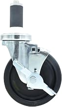 BK Resources 5" Polyolefin 1-1/4" Expanding Stem Swivel Caster for Work Tables with Top Lock Brake, NSF, 300lb Capacity Per Wheel