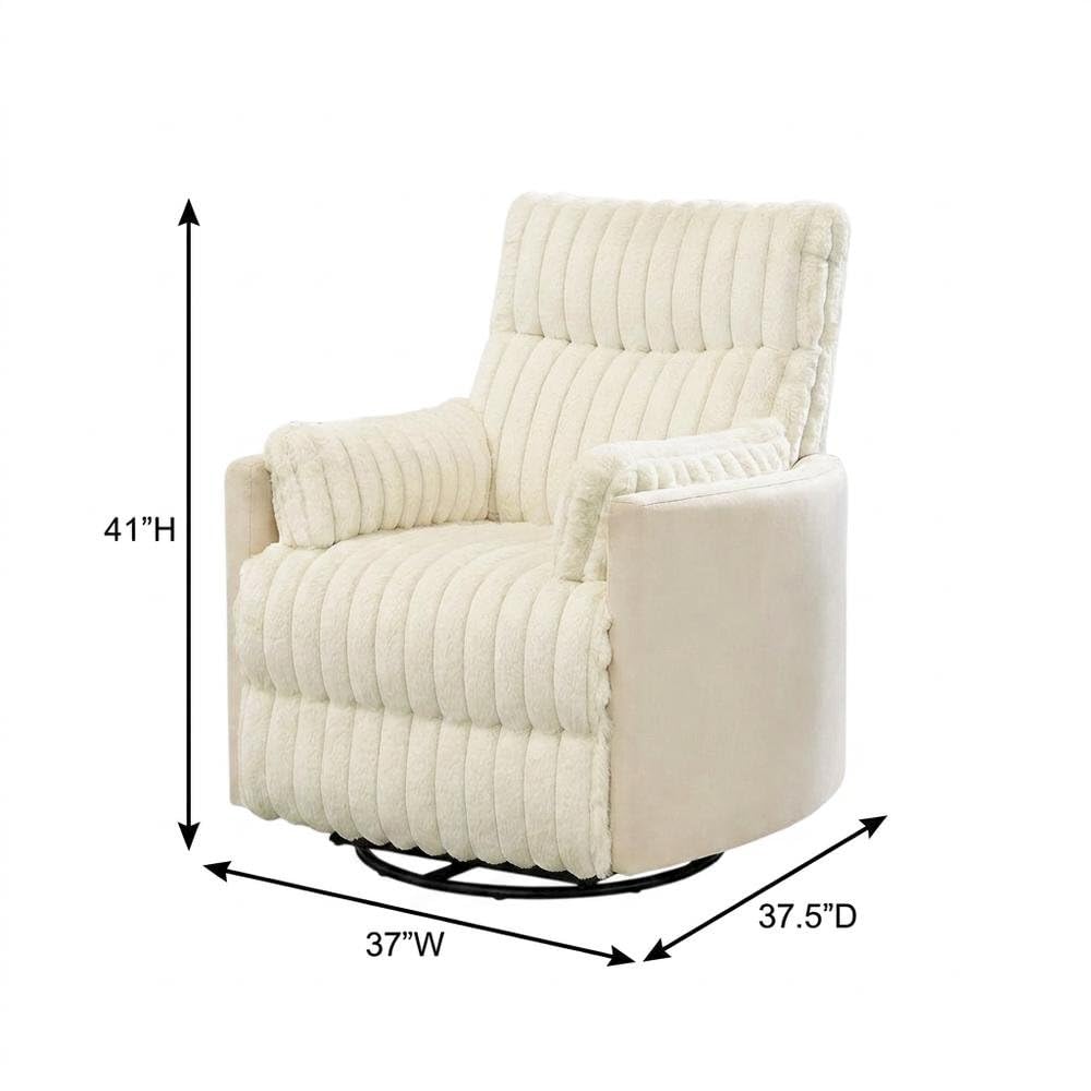 Corduroy-Upholstered Manual Recliner with Wide Wale Texture by Furnifact – Polyester, White