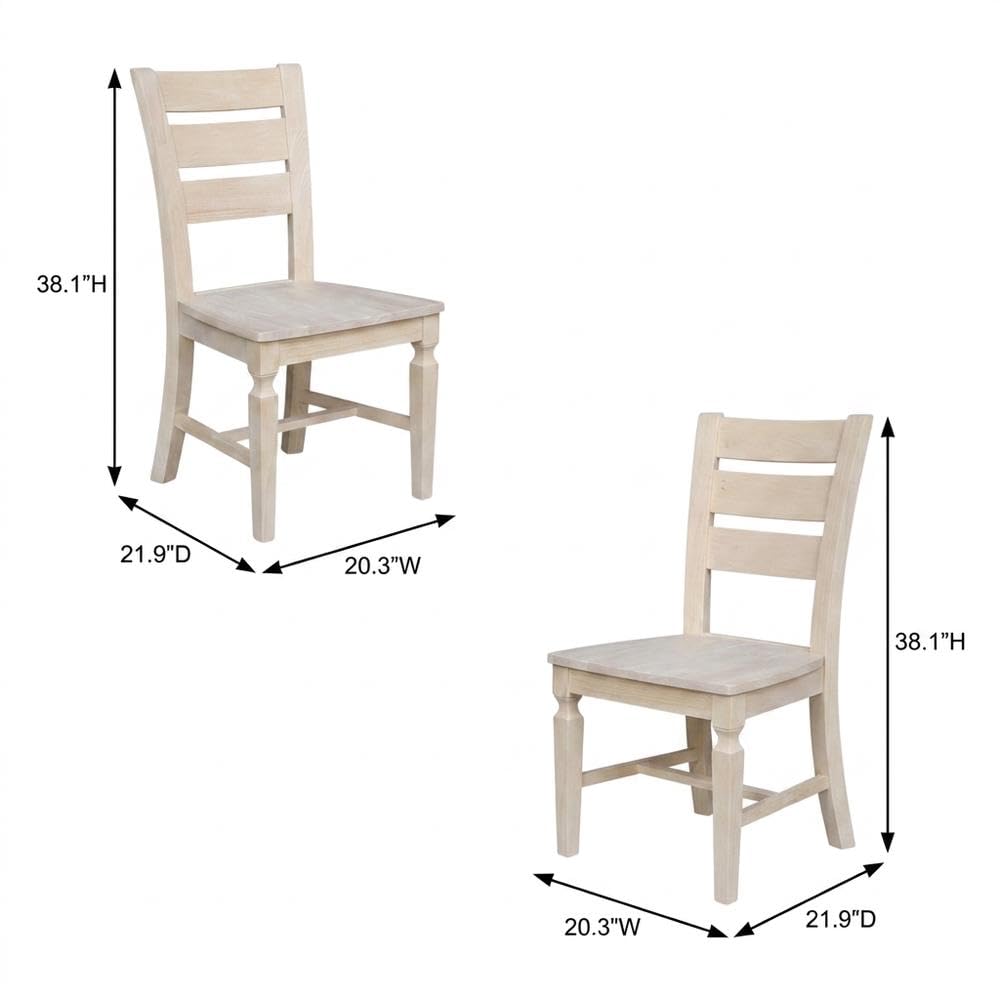 Solid Wood Ladder-Back Dining Chairs Set of by Furnifact – Wood, Beige, Pack of 2