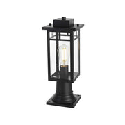 Mercer One Light Outdoor Post Mount Black by Lighting Design – Iron, Black, Model OD313P18BK