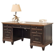 Hartford Double Pedestal Shaped Desk by Martin Furniture – Size Pillow410, Wood, Black-brown, Model IMHF680