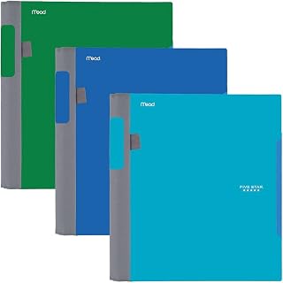Five Star Advance Spiral Notebooks, 1 Subject, College Ruled Paper, 100 Sheets, 11" x 8-1/2", Blue, Green, Teal, 3 Pack (38633)
