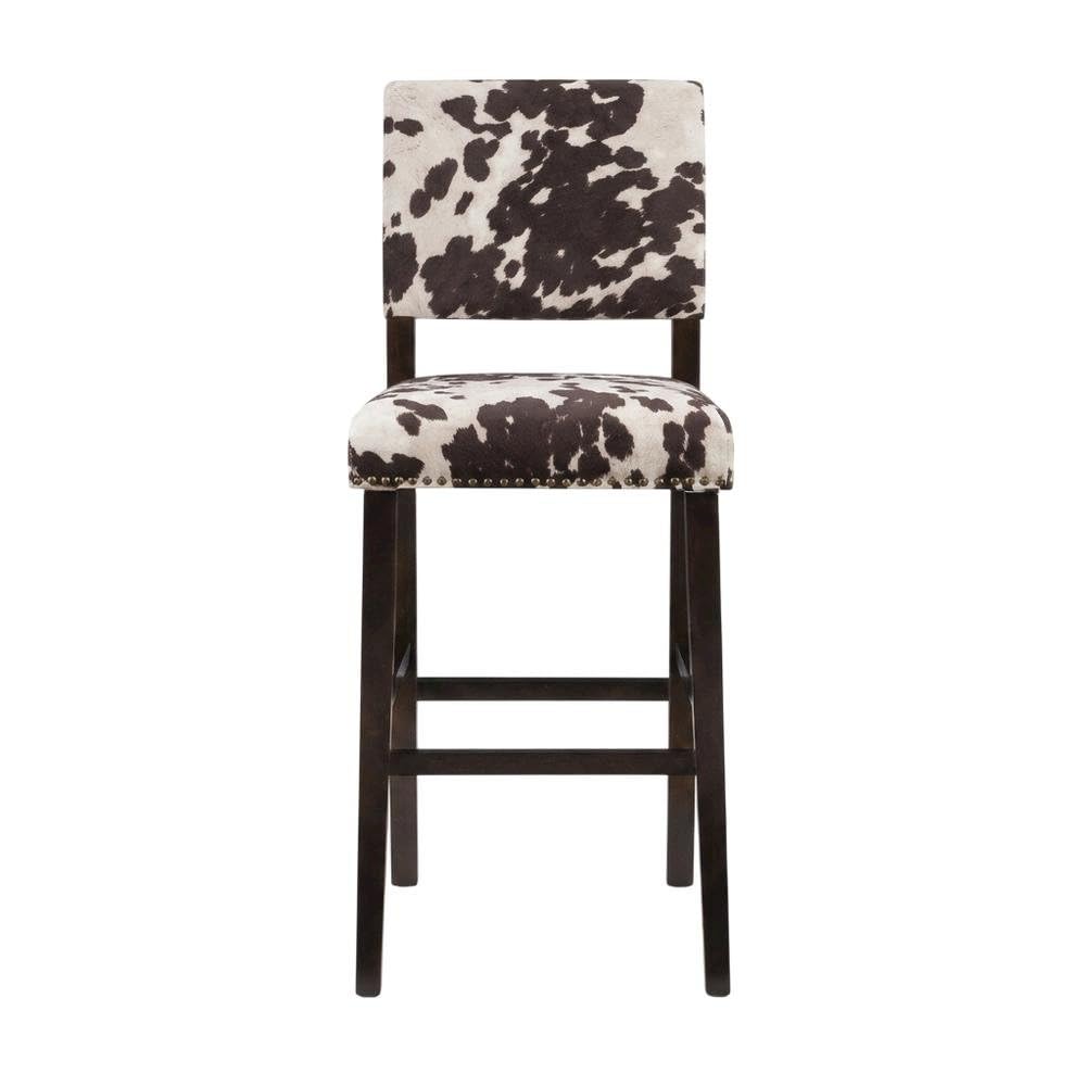 Brown Pine and Hardwood Bar Stool with Microfiber Seat by Furnifact – Pine, Local Hardwood, Plywood, Birch, Ca Foam, Microfiber, Rubberwood,MDF, Brown