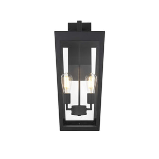 William Two Light Outdoor Wall Sconce Black by Lighting Design – Iron, Black