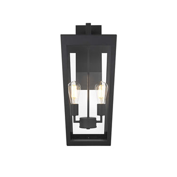 William Two Light Outdoor Wall Sconce Black by Lighting Design – Iron, Black
