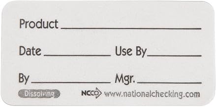 National Checking Company Dateit Product Dissolvable Label, 1 x 2 inch - 500 per case.