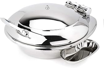 3938 Crown Collection 6 Quart Induction Chafing Dish, Round, Hinged Lid