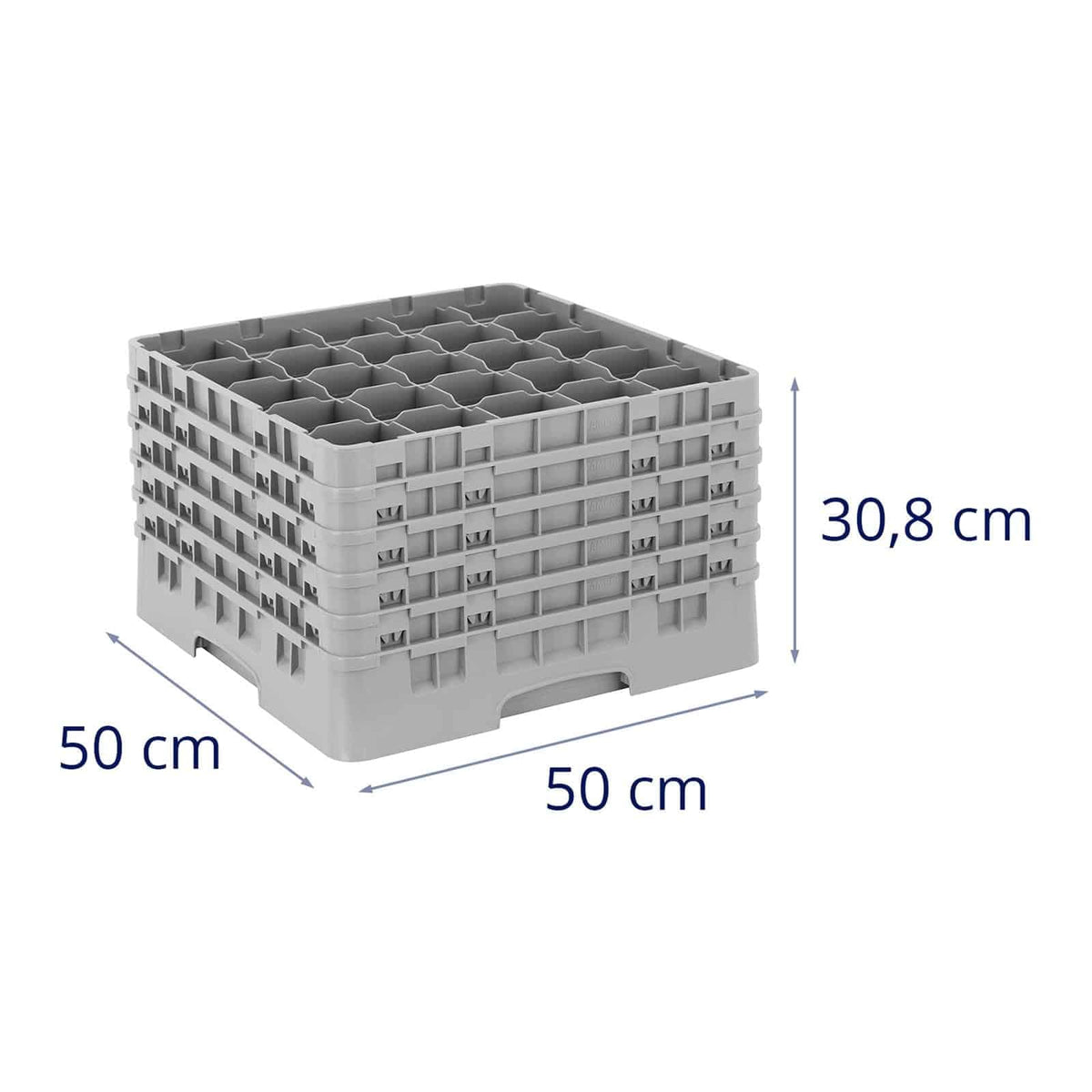 (25S1058151) 25 Compartment Stemware & Tumbler Glass Rack - Camrack® by Cambro – 11-Inch, Plastic, Soft Gray