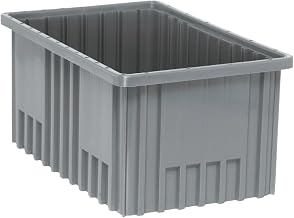 QUANTUM STORAGE SYSTEMS DG92080 Dividable Grid Storage Container, Heavy-Duty Stackable Plastic Parts Bin for Warehouse, Assembly & Industrial Organization, 16-1/2" x 10-7/8" x 8", Red, 8-Pack