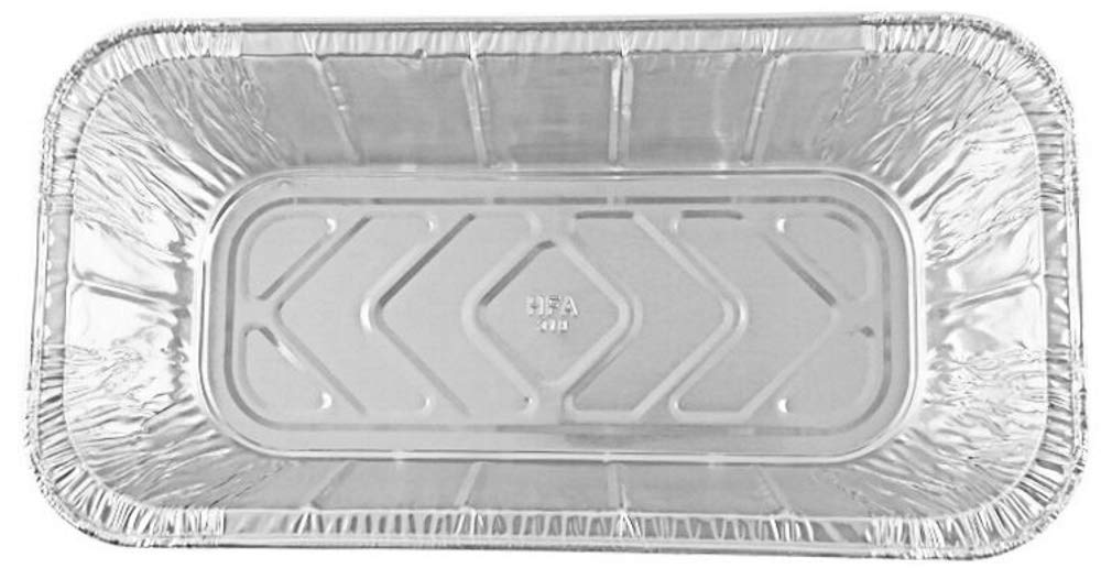 1/3 Third-Size Deep Aluminum Foil Steam / 5 lb. Loaf Pan w/Foil Lids (Pack of 50) by Handi-Foil – Medium, 80 fluid_ounces, Aluminum, Silver