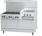 Garland X60-6R24RR Sunfire 60" Gas Restaurant Range with (6) 30,000 BTU Open Burners, 24" Raised Griddle/Broiler & (2) Standard Ovens