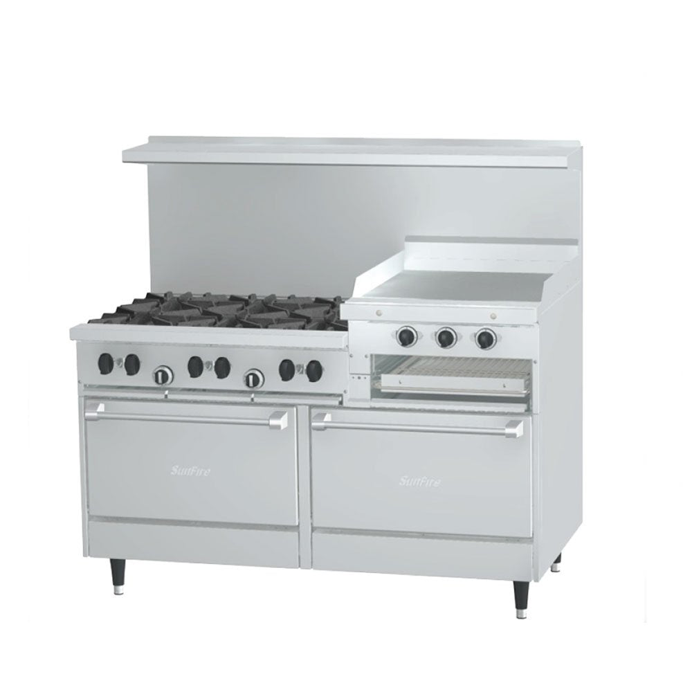 Garland 60" Gas Restaurant Range with (6) by Sunfire – 60 inches, Stainless Steel, White, Model X60-6R24RR