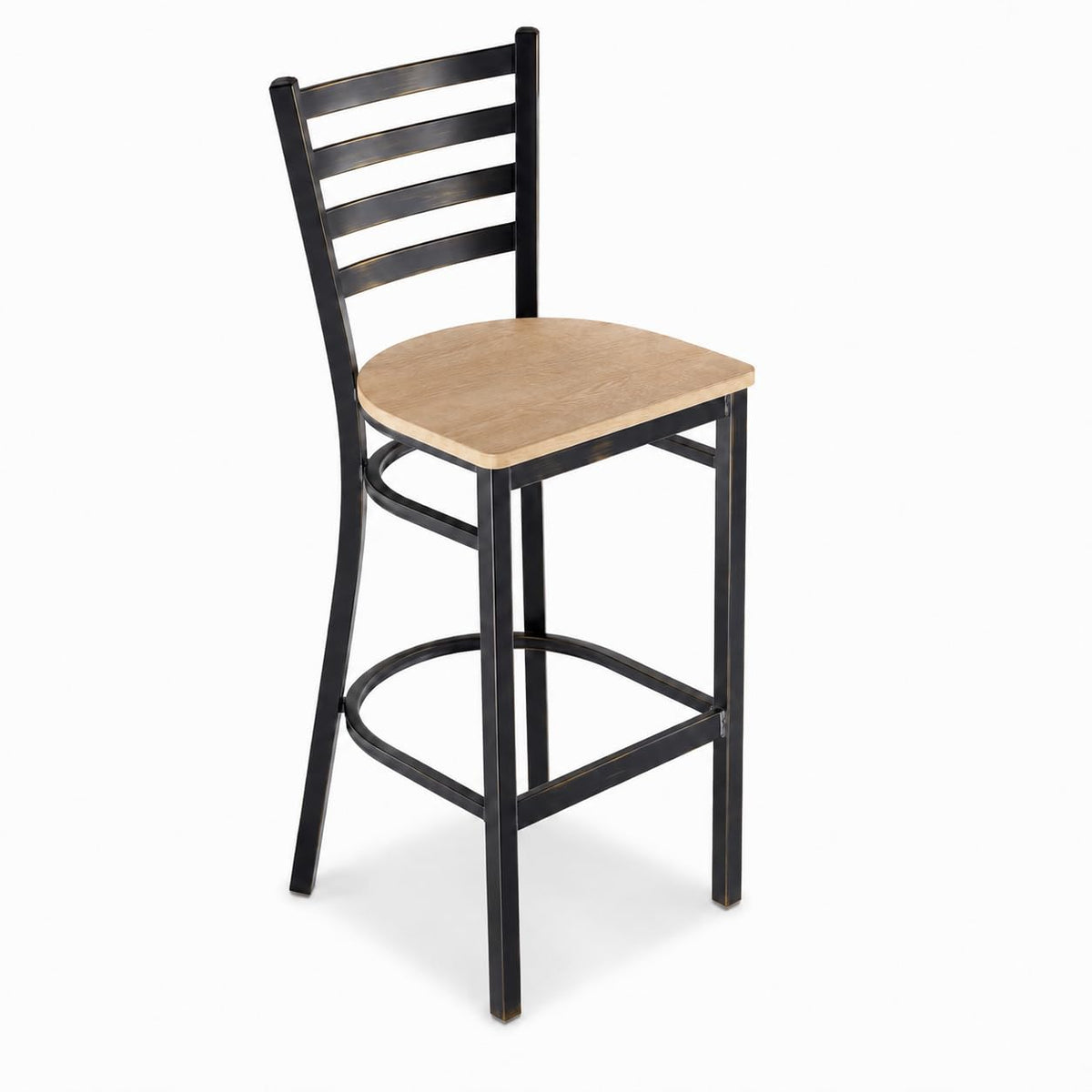 Glownary Ladder Back Bar Stool – Distressed Copper Steel Frame with Driftwood Wood Seat, 42.5 Inch Height, 330 lb Capacity, Modern Indoor, Fully Assembled