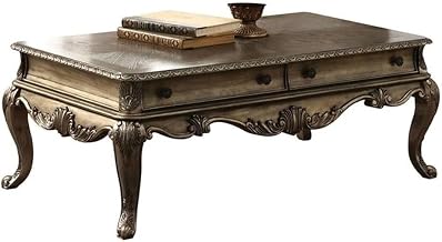 Furnifact Vintage Oak Coffee Table Wood Veneer and MDF Construction Durable Poly-Resin Accents Stylish Brown Finish Ideal for Living Room Seating Area