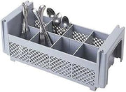 Camrack® Flatware Washing Basket, Half Size, 18" x 7-3/4" x 7-1/4", 4-3/4" max. Height, (8) compartments, no Handles, Soft Gray, 7-1/4-Inch