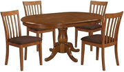 Furnifact Solid Wood Oval Dining Table with Leaf 5 Piece Set, Kitchen Table and Chairs Set with Microfiber Upholstered Dining Room Seats