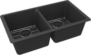 ELGU3322MB0C Elkay Quartz Classic 33" x 18-1/2" x 9-1/2", Equal Double Bowl Undermount Sink Kit, Matte Black