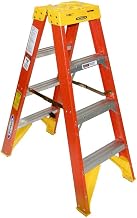 Werner (T6204) Twin Step Ladder, Fiberglass, Orange, 4' Length, 19.92" Width, 9" Height
