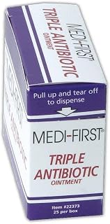 Medique MP22373 Medi-First Triple Antibiotic Ointment, 0.5 g, Standard, White/Blue (Pack of 25)