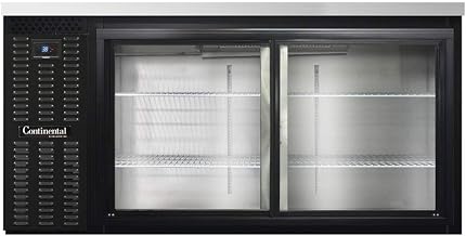 BBC69-SGD Two Section Sliding Glass Door Refrigerated Back Bar Cooler, 69" W x 34-3/4"H, Black Exterior