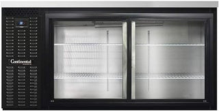 BBC69-SGD Two Section Sliding Glass Door Refrigerated Back Bar Cooler, 69" W x 34-3/4"H, Black Exterior