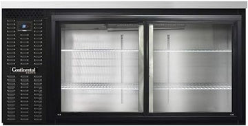 BBC69-SGD Two Section Sliding Glass Door Refrigerated Back Bar Cooler, 69" W x 34-3/4"H, Black Exterior