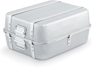 Vollrath 68360 23-1/4 Quart Double Roaster Set with Straps, Aluminum, NSF
