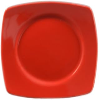 CAC China R-SQ6-R Round In Square Plate Red 6 7/8" Stoneware Square, Color, Set of 36