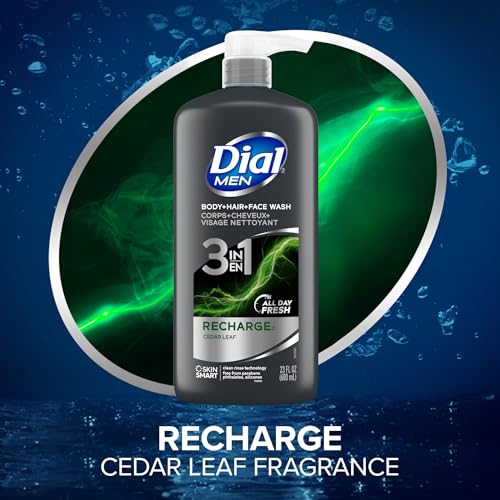 Dial 23 Fl Oz (Pack of 6) / Recharge / Verde 3-in-1 Shampoo, Conditioner & Body Wash