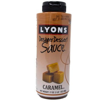 Caramel Designer Dessert Sauce (Pack of 12 Bottles) by Lyons – Case