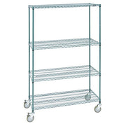 4-Shelf Green Epoxy Mobile Wire Shelving - 48" L x 24" W x 78" H by HUBERT – 24" x 48" x 78", Wire, Green