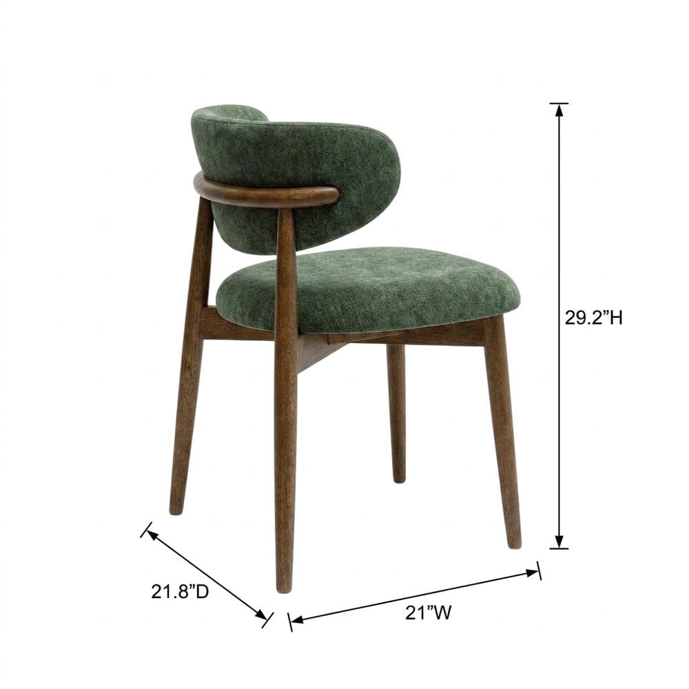 Velvet-Upholstered Dining Chair with Oak Legs by Starlight Canyon Home – Velvet, Green