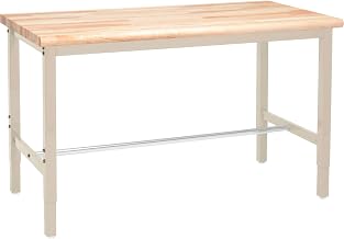 Global Industrial 72" W x 30" D Adjustable Height Workbench, 1-3/4" Thick Maple Top Safety Edge, Tan