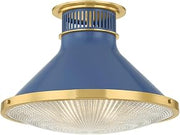 Hudson Valley Lighting MDS2403-AGB/FBL Highclere - 1 Light Flush Mount - 12.25 Inches Tall and 17.75 Inches Wide - Aged Brass/Soft French Blue