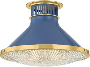 Hudson Valley Lighting MDS2403-AGB/FBL Highclere - 1 Light Flush Mount - 12.25 Inches Tall and 17.75 Inches Wide - Aged Brass/Soft French Blue