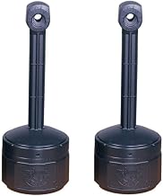 Justrite 26806D Polyethylene Personal Smokers Cease Fire Cigarette Butt Receptacle, 1 Gallon Capacity, 11" OD x 30" Height, Deco Black