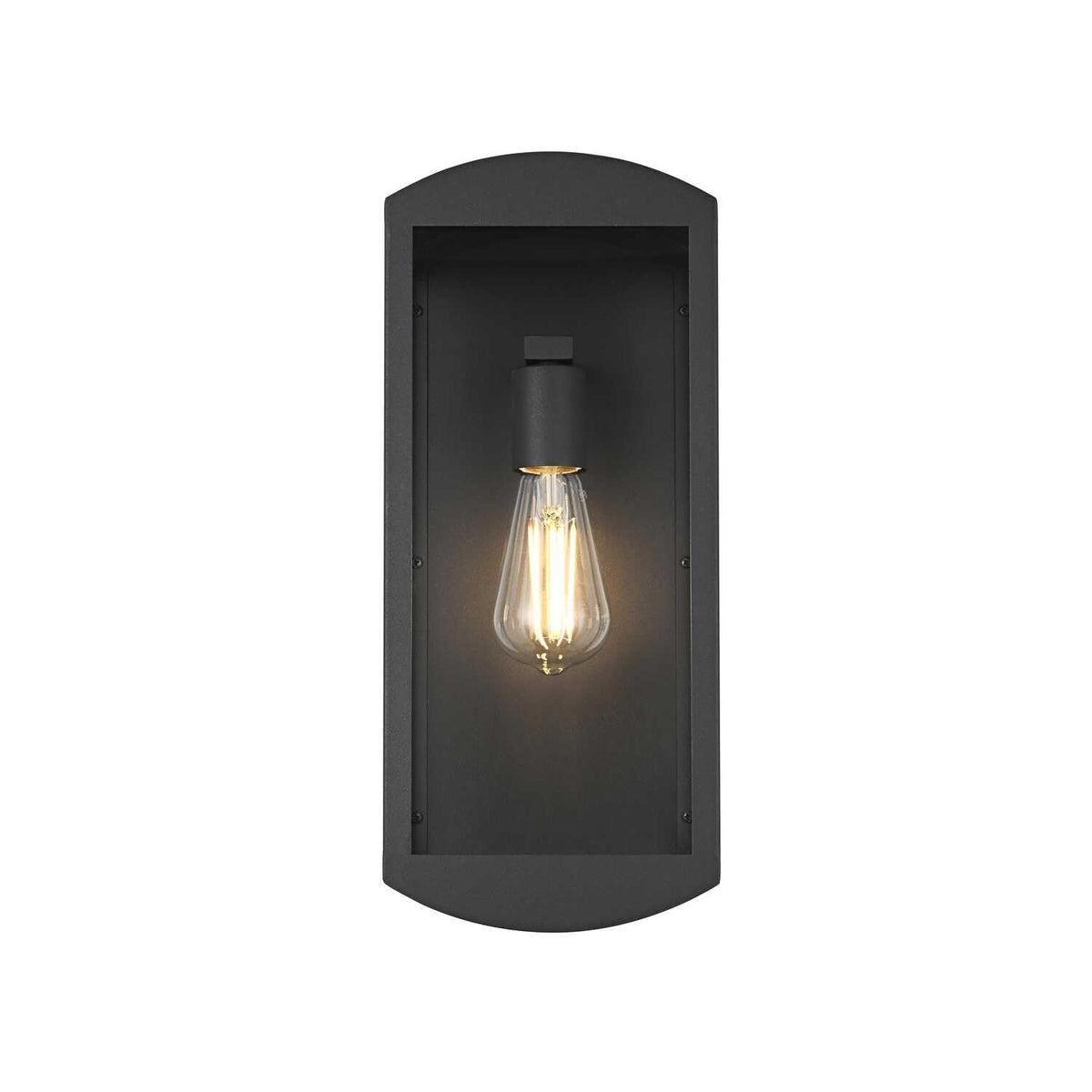 Miles One Light Outdoor Wall Sconce Black by Lighting Design – Iron, Black