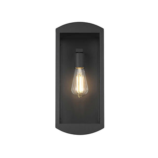 Miles One Light Outdoor Wall Sconce Black by Lighting Design – Iron, Black