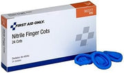 First Aid Only 90377 Nitrile Latex Free Finger Cots, First Aid Kit Refill Supplies for Business, Food Service, and Home, Large, Box of 24