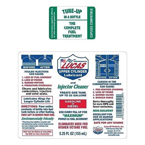 Lucas Oil 1 / 5.25 Fluid Ounce / 24 Fuel Additives