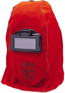 Jackson Safety Heat Resistant, Flexible Leather Welding Helmet, 2"H x 4.25"W Lift Front, Red/Brown, 26035